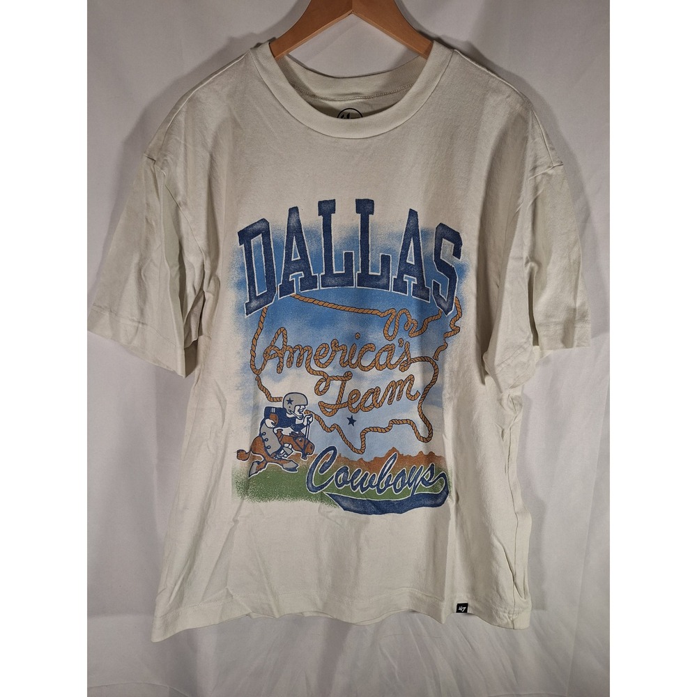47 Brand Dallas Cowboys Americas Team Graphic T-Shirt Cream Large NFL Football